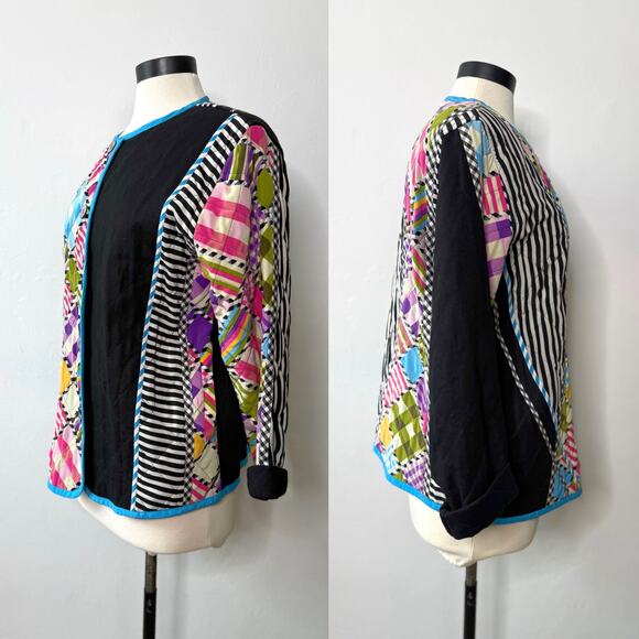 VTG 80s Koos Of Course Funky Colorful Oversized Quilted Jacket Coat - Picture 3 of 8